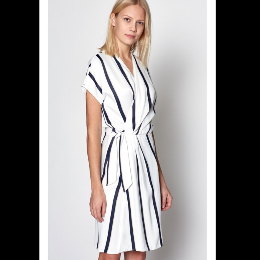 EQUIPMENT Leonce Striped Short-Sleeve Wrap Dress L